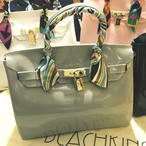 new handbag jelly beach bag waterproof gold lock